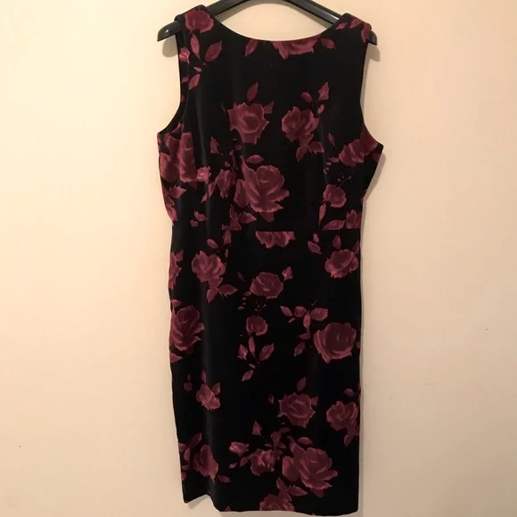 Talbots Velvet Black Floral Sleeveless Dress - Picture 2 of 4